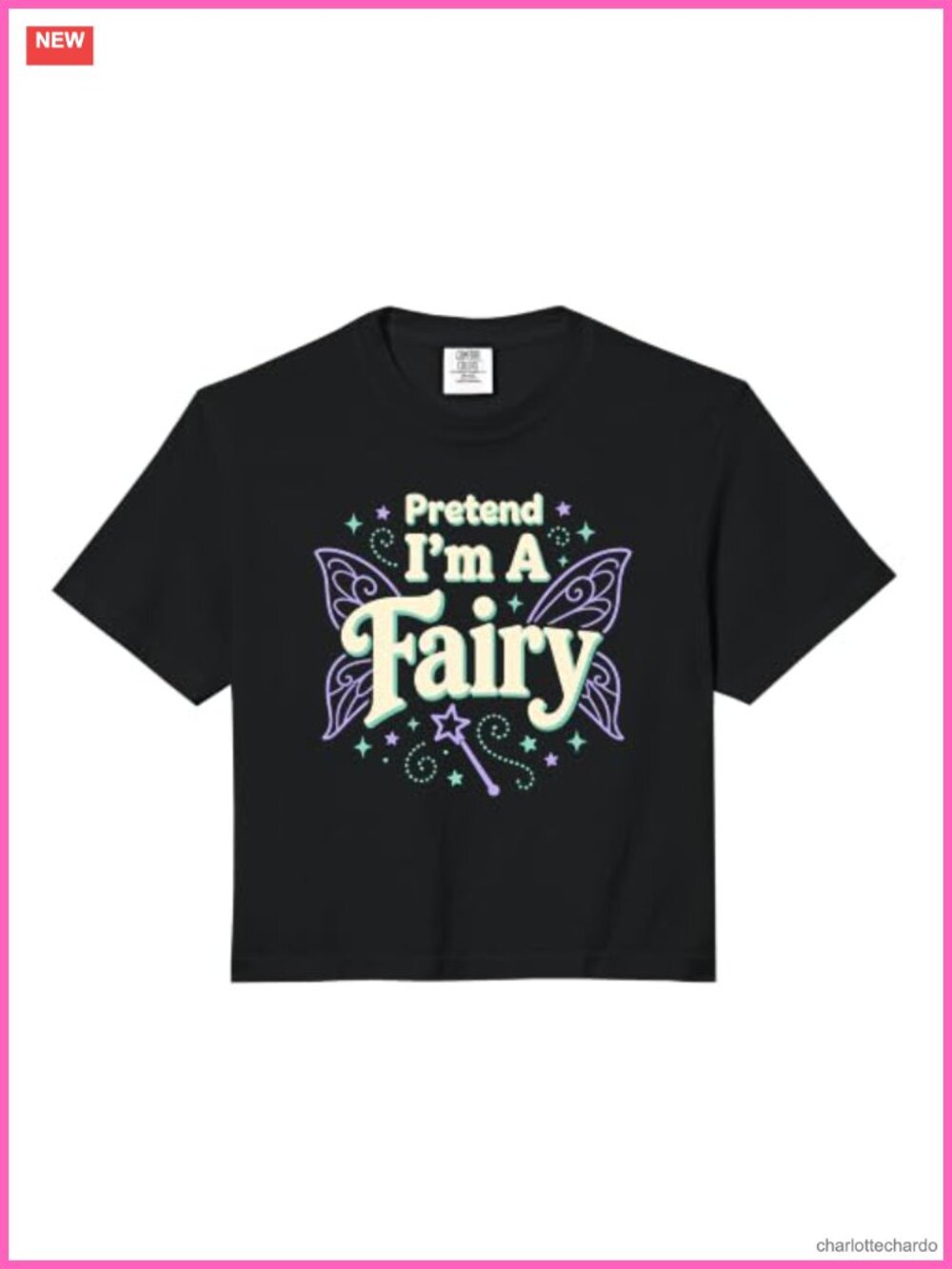 Fairy Wand Wings Comfort Colors Crop Top Boxy Fit 100% Cotton